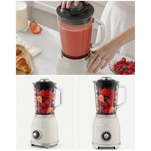 Blender Métal Rétro Vintage 1000W Beige type SMEG 1,5L 2 Vitesses