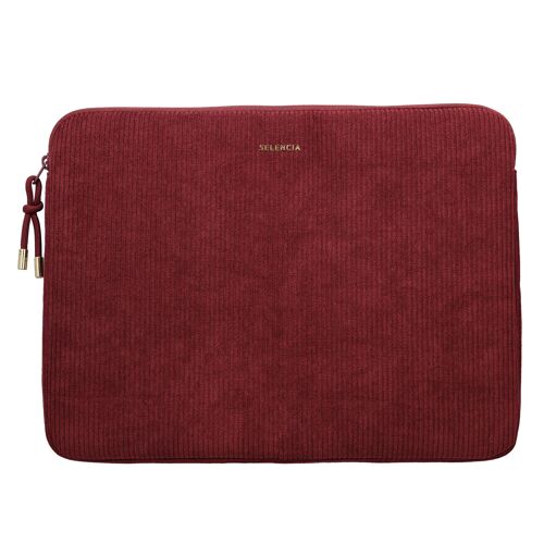 Selencia Pochette ordinateur Corduroy 13-14 pouces Deep Burgundy