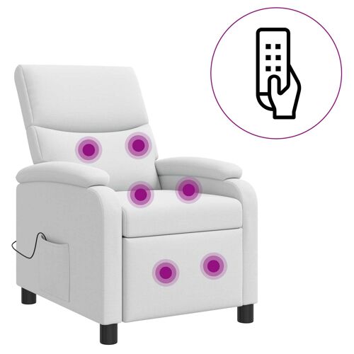 vidaXL Fauteuil de massage inclinable Blanc Tissu