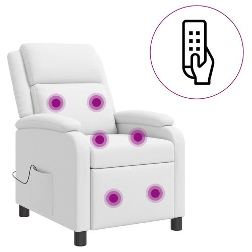 vidaXL Fauteuil de massage inclinable Blanc Simili cuir