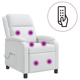 vidaXL Fauteuil de massage inclinable Blanc Tissu