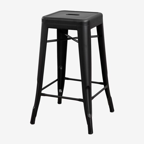 Pack de 4 tabourets hauts empilables en acier Lix Noir Mate ¿65 cm