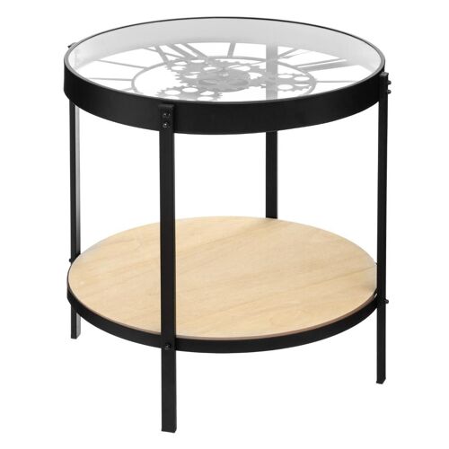 Table à Café en Verre "Pendule" 50cm Noir