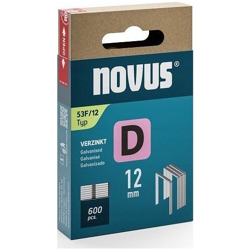 Agraphe plat D type 53 F L11,3xL12mm fil L.1,25mm 600 pièces.NOVUS