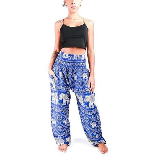 Pantalon Detente Style Hippie Chic Imprime Elephant Taille Unique Unisexe 100 Coton