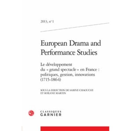 European Drama And Performance Studies N° 1, 2013