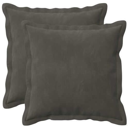 Vidaxl Housse De Coussin 2 Pcs Houten Gris Foncé 40 X 40 Cm Velours