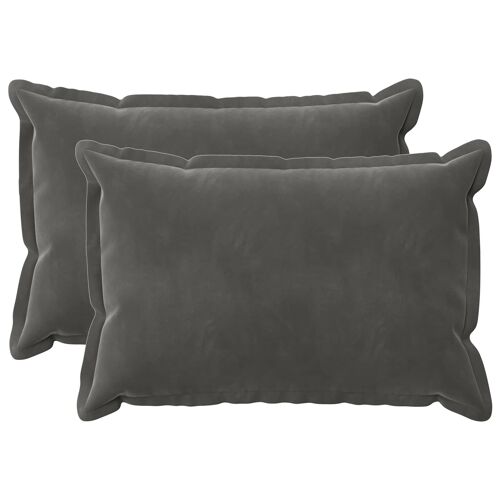 Vidaxl Housse De Coussin 2 Pcs Houten Gris Foncé 30 X 50 Cm Velours