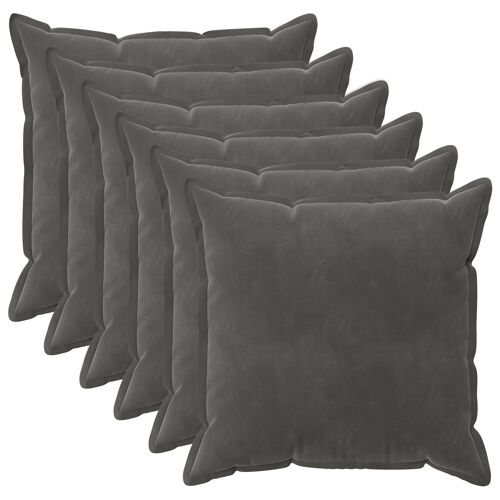 Vidaxl Housse De Coussin 6 Pcs Houten Gris Foncé 60 X 60 Cm Velours