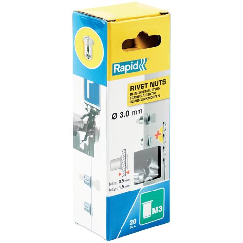 Rapid 5000670 écrou Écrou rivet M3 20 pièces