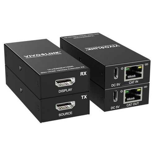 Vivolink VLHDMIEXT60 extension audio/video Émetteur et récepteur AV Noir