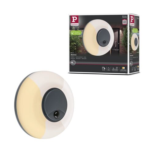 Applique D'extérieur Led Aureva Incl. Détecteur De Mouvement Ip65 Rond 220 Mm 2200 - 4000k 20,5w 1630lm 230v Anthracite, Blanc Polycarbonate
