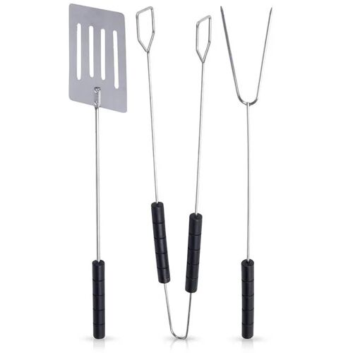 Ensemble d'ustensiles de barbecue - BBQ COLLECTION - 3 pièces - Spatule - Pinces - Fourchette - 38 cm