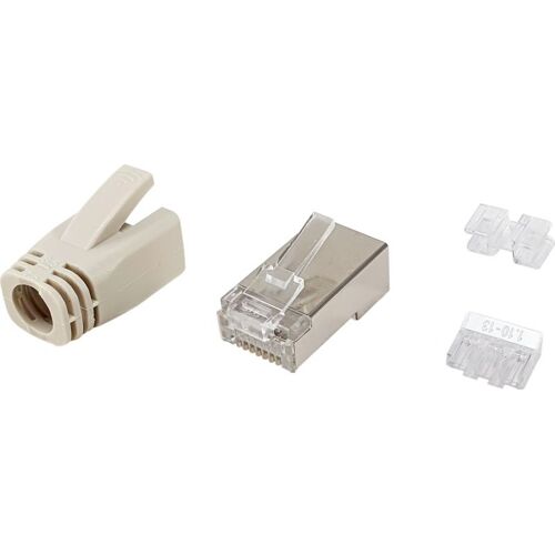 Equip Cat.6A RJ45 Geschirmter Stecker-Satz, 100 Stück pro Packung. Stecker: RJ-45, Produktfarbe: Edelstahl, Transparent, Weiß, Steckerverbindergeschlecht: Männlich. Gewicht: 5 g, Breite: 48 mm, Tiefe: 13,5 mm. Menge pro Packung: 100 Stück(e