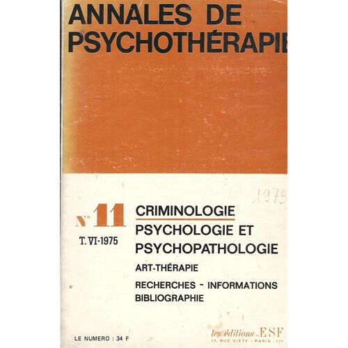 Annales De Psychothérapie