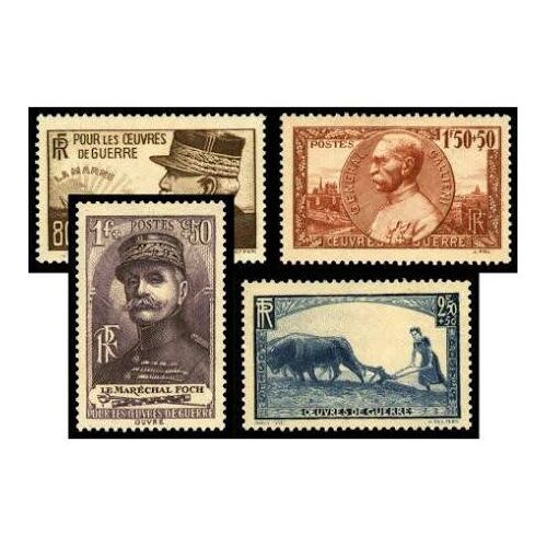 Au Profit Des Oeuvres De Guerre : Joseph Joffre, Ml Foch, Galliéni Et La Femme Au Labour Série Complète Année 1940 N° 454 455 456 457 Yvert Et Tellier Luxe