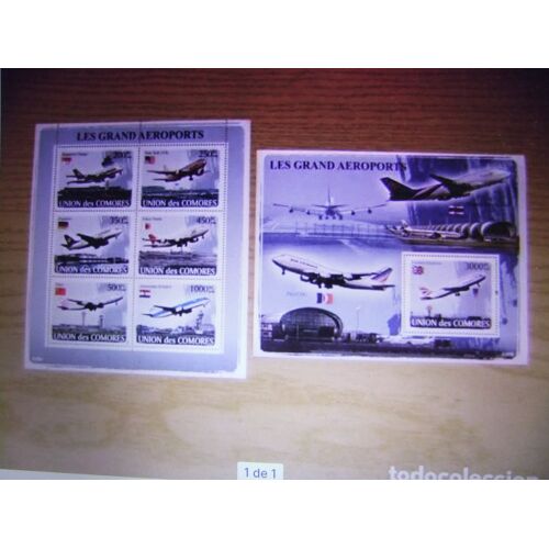 56 Comores 2008 / Aeropuertos Aéroports /Yvert 1243 / 48 + Bloc 122 ** Mnh