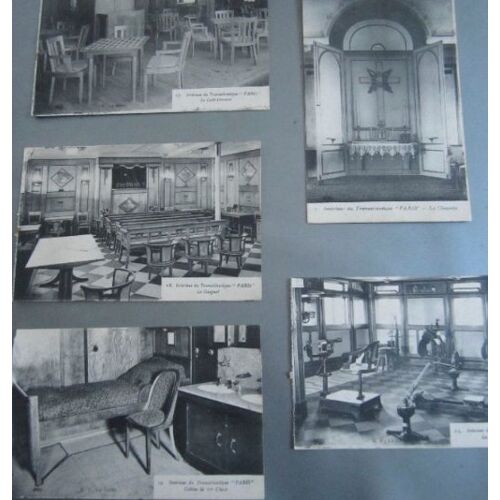 17 Cartes Postales : Intérieur Du Transatlantique "Paris" (Bords Gauche Légèrement Abimés-Proviennent D'Un Bloc, N’ Ont Pas Circulé, Sans Correspondance)