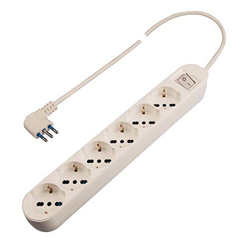 Poly Piscine pp0537 x l Elix Barre multiprise avec 6 Prises Pluri, Standard 1,5 m de câble et Interrupteur Blanc