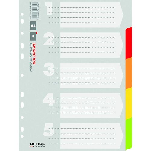 Lot De 5 Intercalaires En Carton A4 227 X 297 Mm Couleurs Assorties Archivage De Documents Type A4 Avec Carte Descriptive Materiau Carton Couleurs Assorties Format A4
