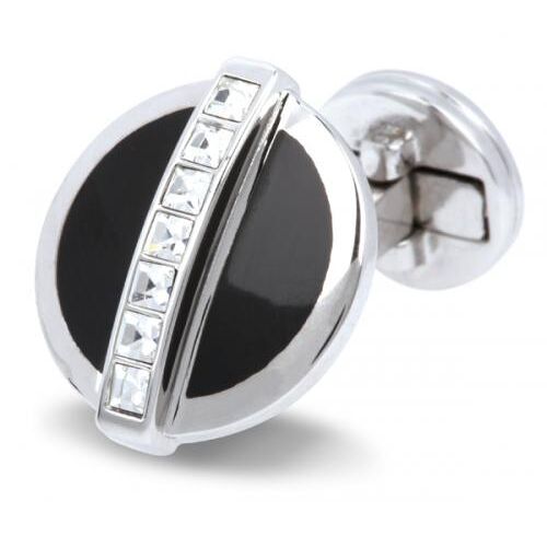 Boutons De Manchette Rond Noir & Brillant