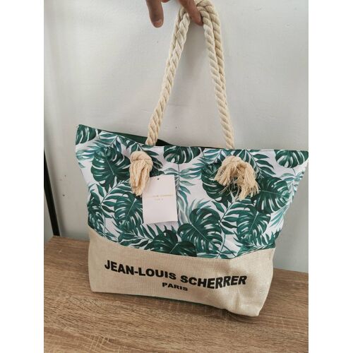 Jean-Louis Scherrer Paris Nautical Summer Beach Tote Bag | Large Rope Handle Shopper | Grey & Beige