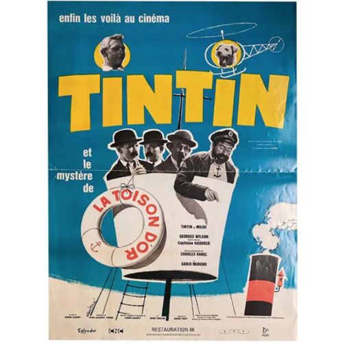 Tintin Et Le Mystère De La Toison D'or - Véritable Affiche De Cinéma Pliée - Format 40x60 Cm - De Jean-Jacques Vierne Avec Jean-Pierre Talbot, Georges Wilson, Vanel, Bozzuffi - 1961 Réédition 2017 #