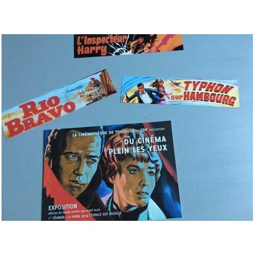 Plaquette 16 Pages Exposition D'affiches De Façade Peintes Par André Azaïs, Toulouse, 2014 & 4 Signets 20x5 Cm (L'inspecteur Harry-Typhon Sur Hambourg - Sandokan, Le Tigre De Borneo & Rio Bravo)