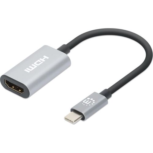 Manhattan - Adaptateur vidéo - USB-C mâle pour HDMI femelle - 11 cm - gris sidéral - actif, support pour 4K60Hz