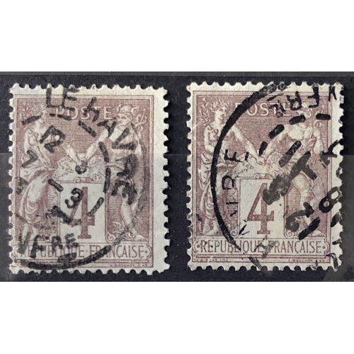 Sage 4c Lilas-Brun (Très Joli N° 88) Oblitération Le Havre X2 - France Année 1877 - Brn83 - N26919
