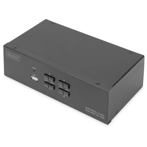 Digitus Commutateur KVM, 4 ports, Double affichage, 4K, HDMI