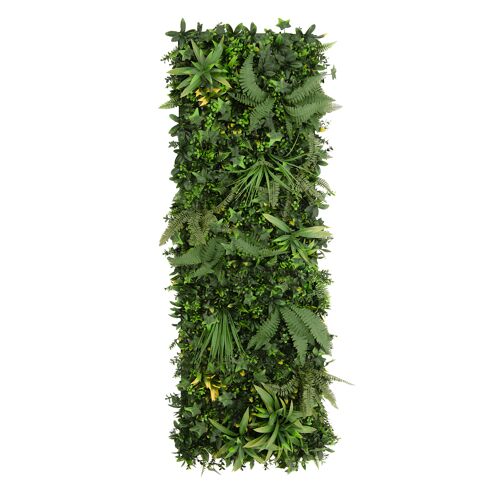 Panneau Mural Végétal Artificiel (x 1) Ayla 50 cm x 150 cm, Dalles Feuillage Vert Intérieur Extérieur, Résistantes UV Intempéries, Sans Entretien, Clôture Jardin, Kit Fixation