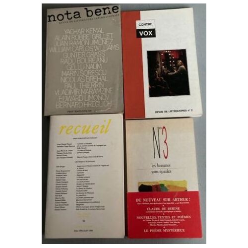 4 Revues Littéraires : Recueil - Nota Béné -Contre Vox - Les Hommes Sans Épaules (Recueil N°31/1994 - Nota Béné N°2/3 1981, Bon État Intérieur, Couverture Abimée - Contre Vox- Les Hommes Sans Épaules