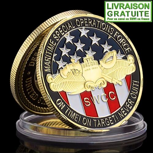 Swcc Special Warfare Combat Crewmen Us Navy - Pièce Médaille Commémorative Plaquée Or