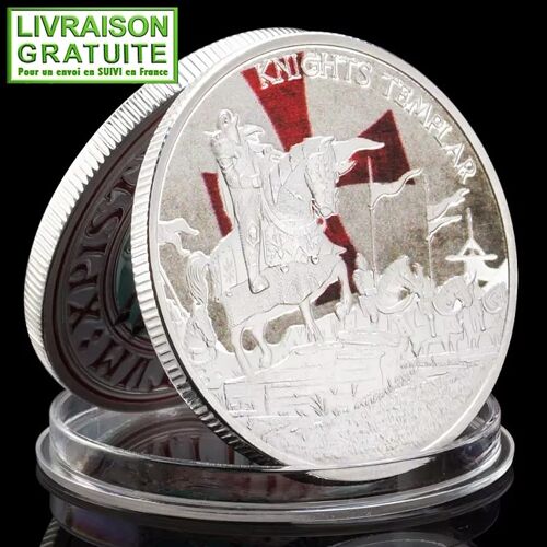 Les Templiers Knights Templar Pièce Médaille Commémorative Plaquée Argent (Réf 1b)