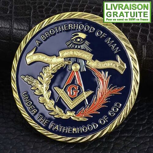 Franc-Maçon Freemason Masonic Pièce Médaille Commémorative Plaquée Or (Réf 1a)
