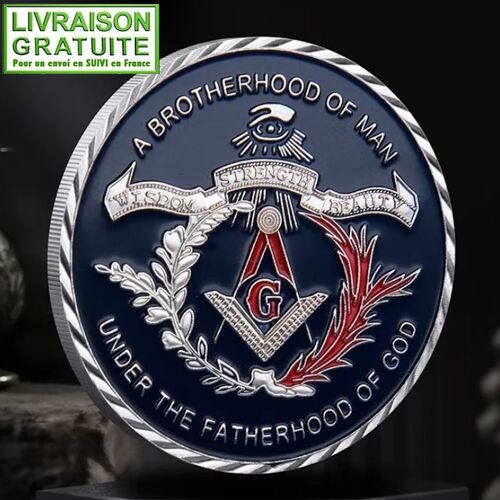 Franc-Maçon Freemason Masonic Pièce Médaille Commémorative Plaquée Argent (Réf 1b)