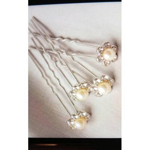 Lot Épingle De Cheveux De 5 Pour Chignon Fleur Trace Et Pelle Nacré Mariage Et Fête