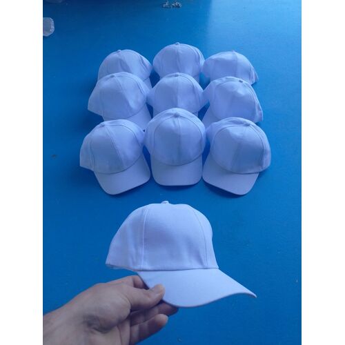Lot De 10 Casquettes Blanches Unies Réglables ¿ Taille Unique Adulte ¿ Fermeture Scratch