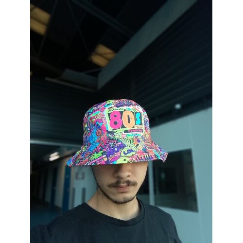 Bob Années 80 Multicolore – Style Rétro Pop, Imprimé Graphique Coloré – Unisexe – Taille Adulte
