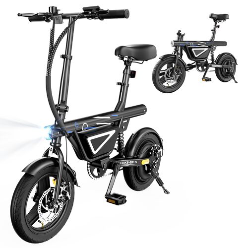 Vélo Électrique Pliable Iscooter Eb1s –Moteur 350w - Batterie 36v 12ah - Vitesse Maximale 25 Km/H -Autonomie Maximale 50km - Pneus À Vide 14×2,125 Pouces - Application Bluetooth - Suspension Arrière