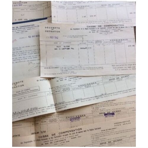 Caisse De Compensation Des Propriétaires De La Région Parisienne (Gens De Maison) : 15 Décomptes De Cotisation, De 1942 À 1949 + 4 Décomptes De Cotisation, 1946/47 - 1 Imprimé (1942) & 1 Lettre