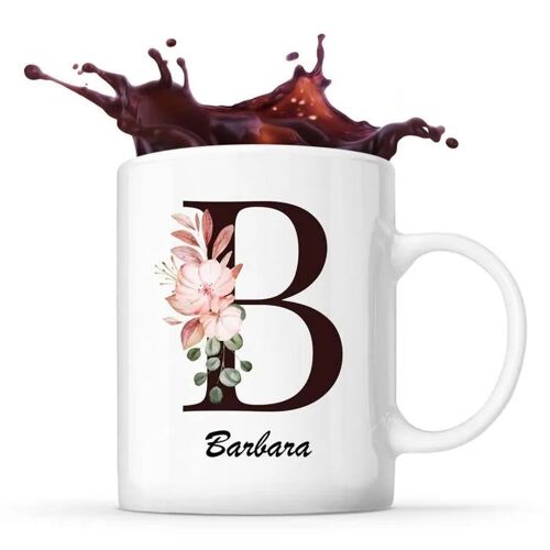 Mug Barbara | Tasse Prénom Femme Avec Lettre Fleur | Idée Cadeau Pour Anniversaire Noël Et Fête Des Mères