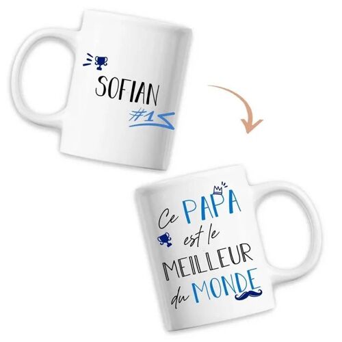 Mug Sofian Meilleur Papa Du Monde - Tasse Fête Des Pères Anniversaire Cadeau Personnalisé Prénom Humour - Imprimé En France