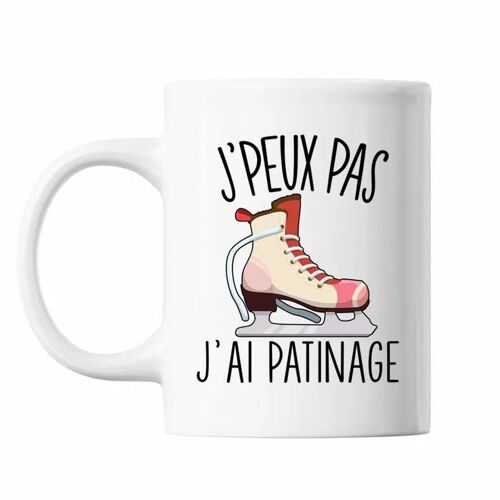 Mug Patinage | Tasse Cadeau Humour J'peux Pas Blanc