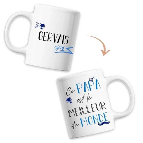 Mug Gervais Meilleur Papa Du Monde - Tasse Fête Des Pères Anniversaire Cadeau Personnalisé Prénom Humour - Imprimé En France