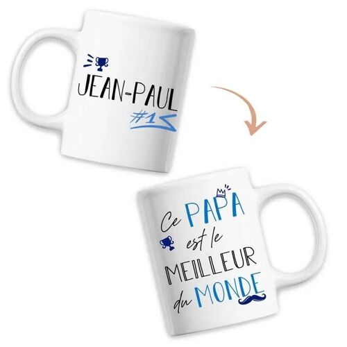 Mug Jean-Patrick Meilleur Papa Du Monde - Tasse Fête Des Pères Anniversaire Cadeau Personnalisé Prénom Humour - Imprimé En France