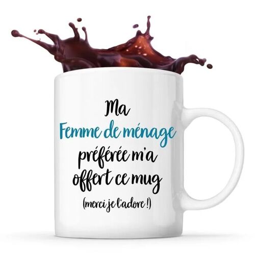 Mug Femme De Ménage Préférée | Tasse Cadeau Travail Métier Départ Retraite Collègue Anniversaire Noël