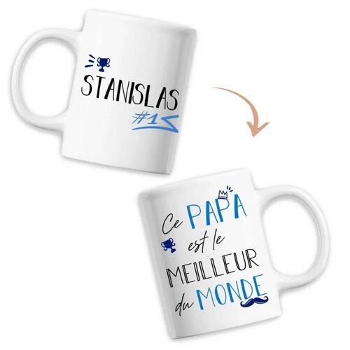 Mug Stanislas Meilleur Papa Du Monde - Tasse Fête Des Pères Anniversaire Cadeau Personnalisé Prénom Humour - Imprimé En France