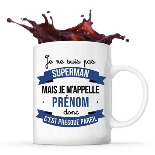 Mug Prénom Personnalisable Superhéros | Tasse Personnalisée Humour Fun Et Drôle Pour Idée Cadeau Originale